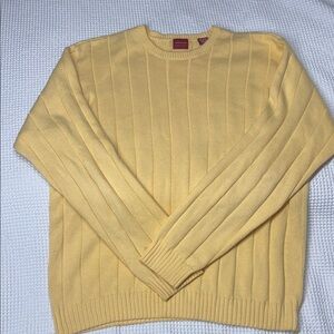 Arrow Men's Soft Yellow Ribbed Crewneck Sweater - Medium